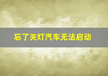 忘了关灯汽车无法启动