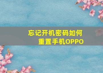 忘记开机密码如何重置手机OPPO