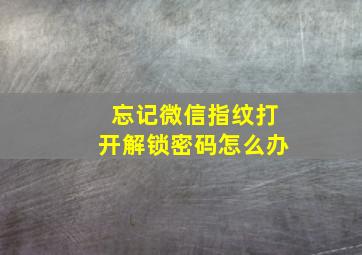 忘记微信指纹打开解锁密码怎么办