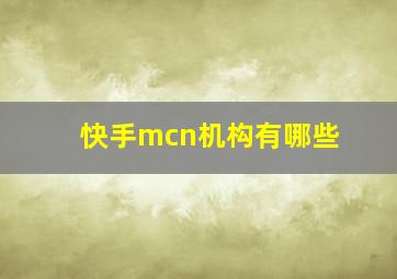 快手mcn机构有哪些