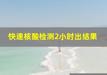 快速核酸检测2小时出结果