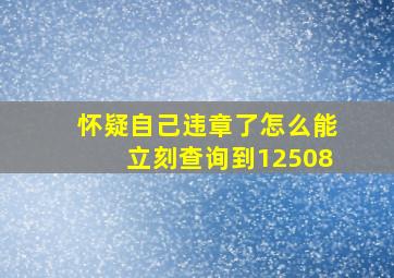 怀疑自己违章了怎么能立刻查询到12508