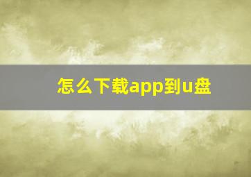 怎么下载app到u盘