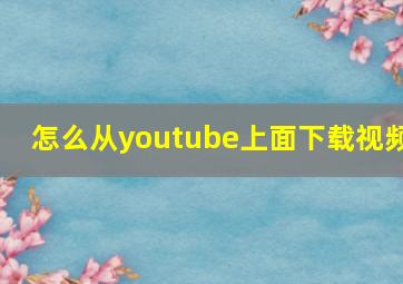 怎么从youtube上面下载视频