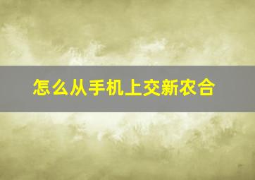 怎么从手机上交新农合