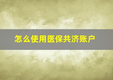 怎么使用医保共济账户