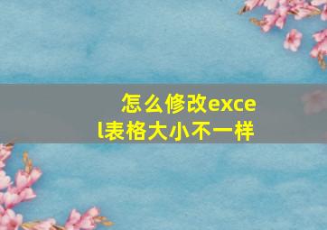 怎么修改excel表格大小不一样