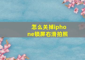 怎么关掉iphone锁屏右滑拍照