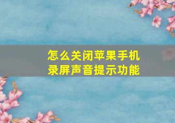 怎么关闭苹果手机录屏声音提示功能