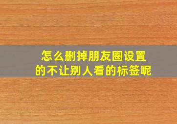 怎么删掉朋友圈设置的不让别人看的标签呢