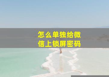 怎么单独给微信上锁屏密码