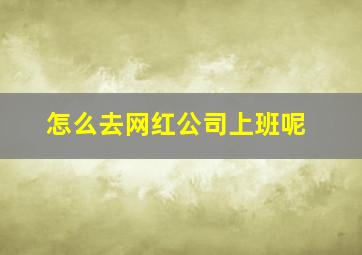 怎么去网红公司上班呢