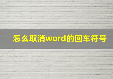 怎么取消word的回车符号