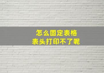 怎么固定表格表头打印不了呢