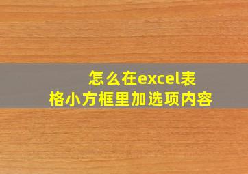 怎么在excel表格小方框里加选项内容