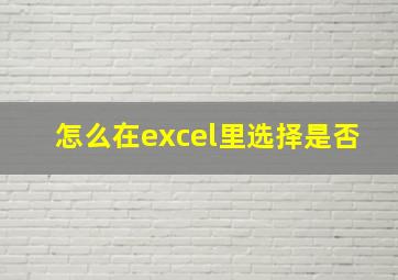 怎么在excel里选择是否