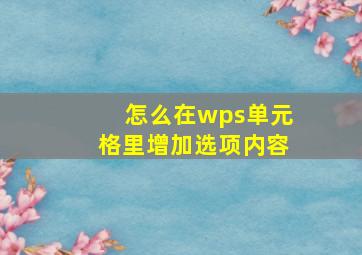 怎么在wps单元格里增加选项内容