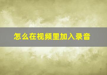 怎么在视频里加入录音