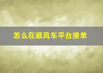 怎么在顺风车平台接单