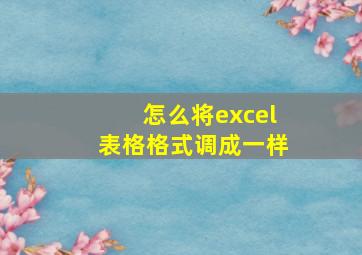 怎么将excel表格格式调成一样