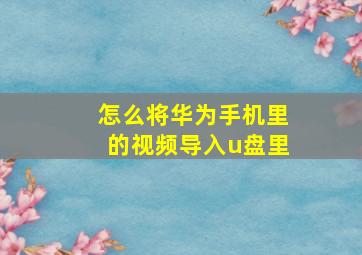 怎么将华为手机里的视频导入u盘里