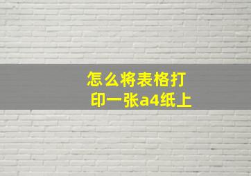 怎么将表格打印一张a4纸上