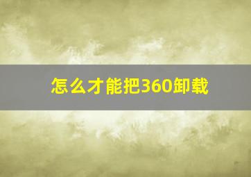 怎么才能把360卸载