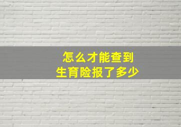 怎么才能查到生育险报了多少