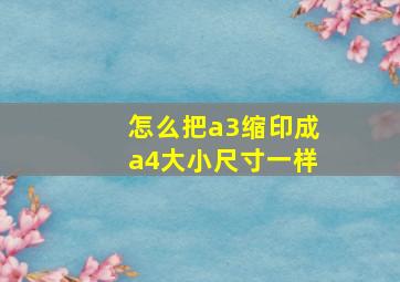 怎么把a3缩印成a4大小尺寸一样