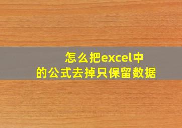 怎么把excel中的公式去掉只保留数据