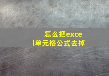 怎么把excel单元格公式去掉