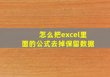 怎么把excel里面的公式去掉保留数据