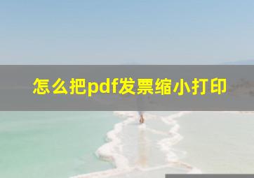 怎么把pdf发票缩小打印