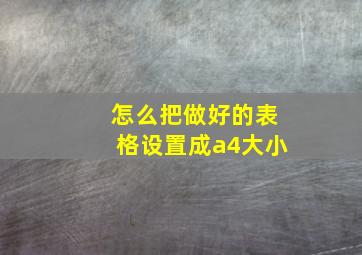 怎么把做好的表格设置成a4大小