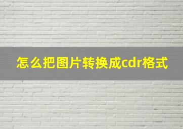 怎么把图片转换成cdr格式