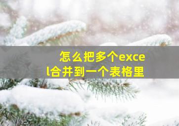 怎么把多个excel合并到一个表格里