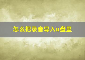 怎么把录音导入u盘里