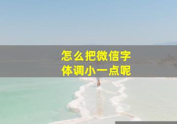 怎么把微信字体调小一点呢