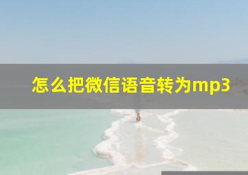 怎么把微信语音转为mp3