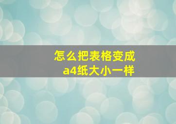 怎么把表格变成a4纸大小一样