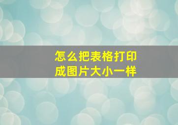 怎么把表格打印成图片大小一样