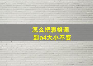 怎么把表格调到a4大小不变