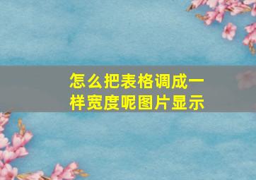 怎么把表格调成一样宽度呢图片显示