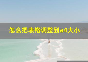 怎么把表格调整到a4大小