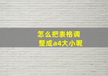 怎么把表格调整成a4大小呢