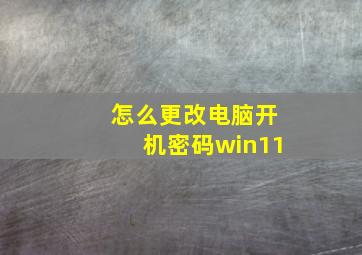 怎么更改电脑开机密码win11