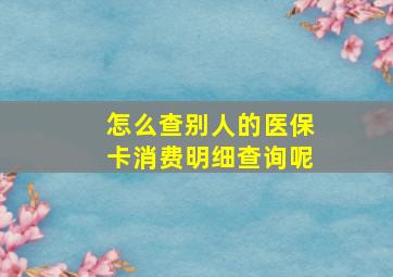 怎么查别人的医保卡消费明细查询呢