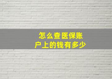 怎么查医保账户上的钱有多少