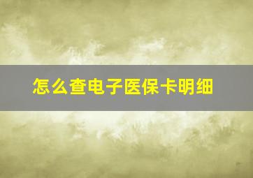 怎么查电子医保卡明细