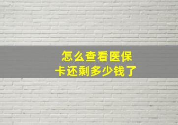 怎么查看医保卡还剩多少钱了